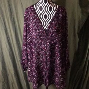 Maurice’s geometric purple black button up blouse